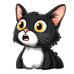 Fototapeta premium Expressive Cartoon Cat Portrait: A Playful and Cute Feline Design with Big Eyes, Perfect for Stickers, Clipart, and Graphic Art Projects