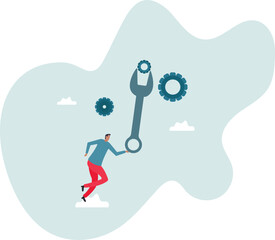 Adjustment and optimization for business improvement, change or fine tune for smooth ride, repair and maintenance service concept,character for design