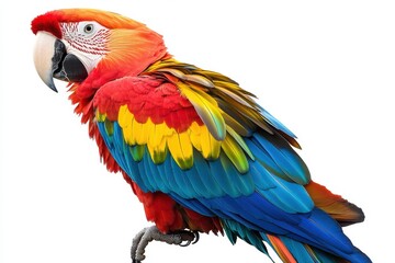 Fototapeta premium Colorful macaw parrot with vibrant feathers isolated on transparent background, ideal for tropical and exotic design projects