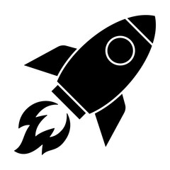 Spaceship icon in flat design. Vector illustration.