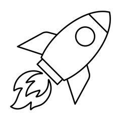 Spaceship icon in flat design. Vector illustration.