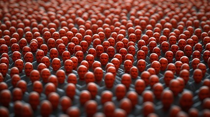Crowd of Red Faces, Abstract