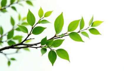 Fototapeta premium Delicate branches with leaves isolated on white background, isolated, greenery, tree branch