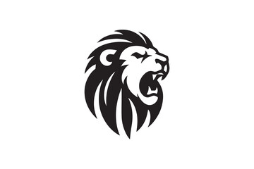 black and white color angry lion icon vector silhouette illustration 