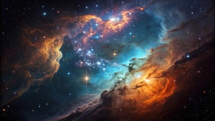 Fototapeta premium the breathtaking view of cosmic nebula, with vibrant colors that dance and swirl, creating an awe-inspiring scene 