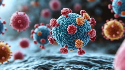 Striking Close-Up of Immune Cells Attacking Pathogens in Microscopic View of Human Body