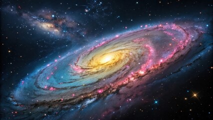 Fototapeta premium A mesmerizing spiral galaxy with vibrant colors and cosmic wonders