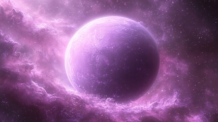 Fototapeta premium Surreal Artistic Depiction of Saturn Surrounded by Ethereal Cosmic Clouds in Twilight Colors