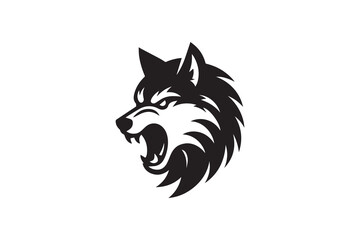 black and white color angry wolf icon vector silhouette illustration 