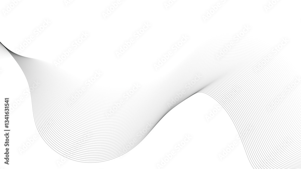 Poster flowing wave dot particles halftone pattern black gradient curve shape isolated on transparent backg