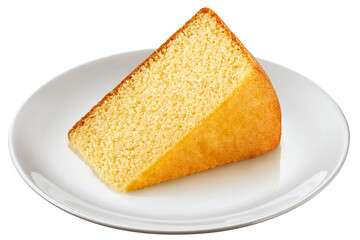 prato com fatia de bolo de baunilha isolado em fundo transparente