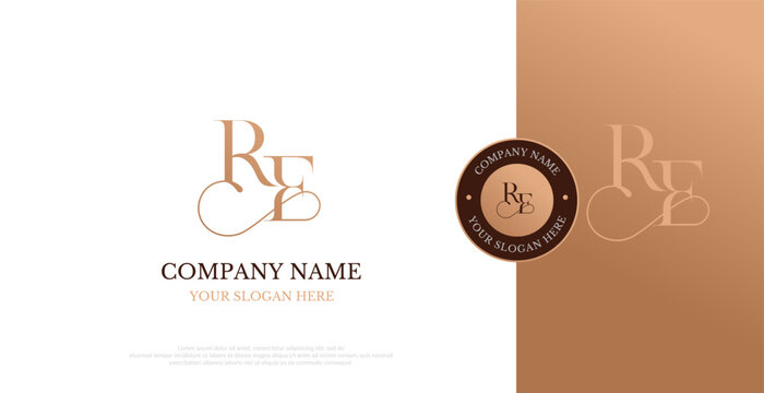 Initial RE Logo Design Vector 