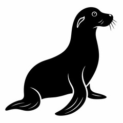 Black Sea Lion Silhouette Illustration