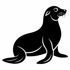 Black Sea Lion Silhouette Illustration