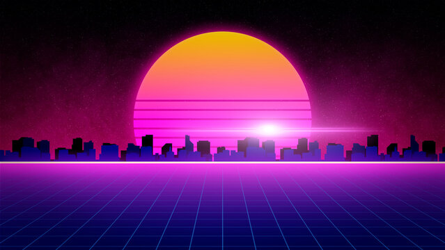 Retro 80s City Background