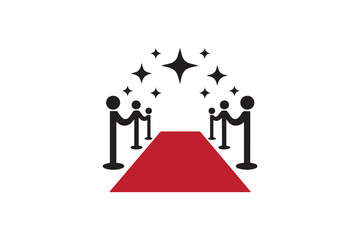 black and white color red carpet icon vector silhouette illustration 