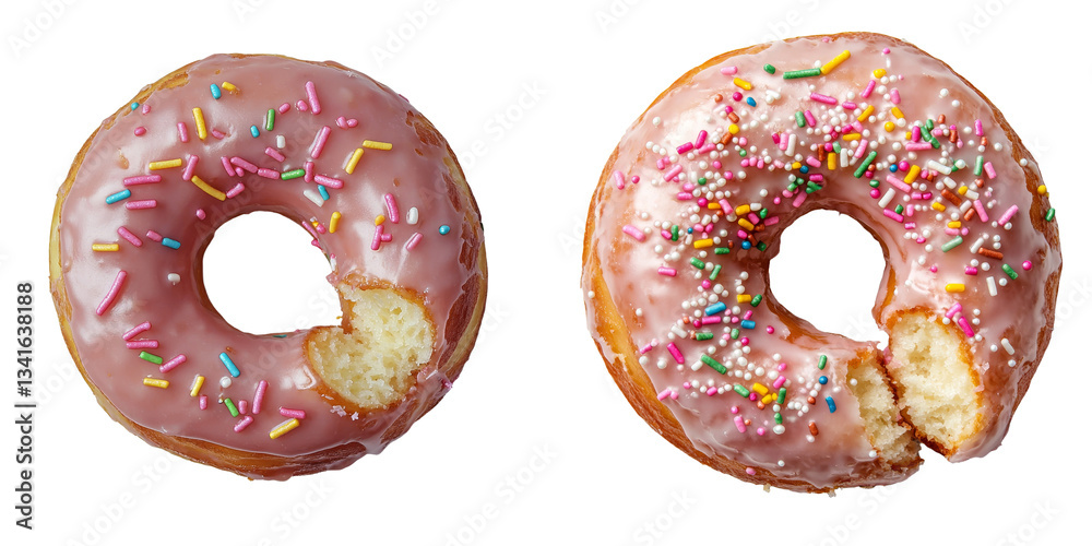 Aufkleber generative ai produced an image of a donut with bite marks isolated on a transparent background
