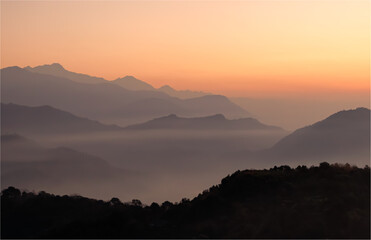 Sunrise at Dawn in the Himalayan mountains