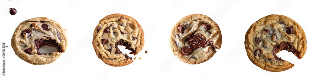 Poster Cookie is depicted with isolated bite marks on a transparent background, a product of Generative Ai