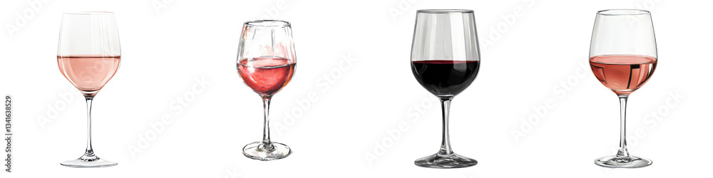 Poster On a transparent background, an empty wine glass is prominently displayed, a product of Generative Ai