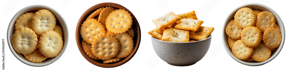 Poster Generative Ai created an image of a bowl of crackers isolated on a transparent background