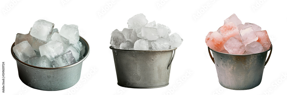 Aufkleber Isolated on a transparent background is a bucket of ice, an image generated by Generative Ai