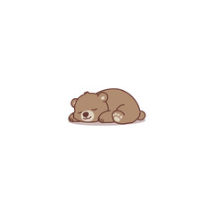 Cute bear sleeping cartoon, vector illustration