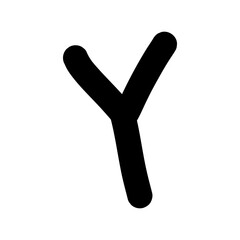 Hand-drawn Y capital letter shape icon