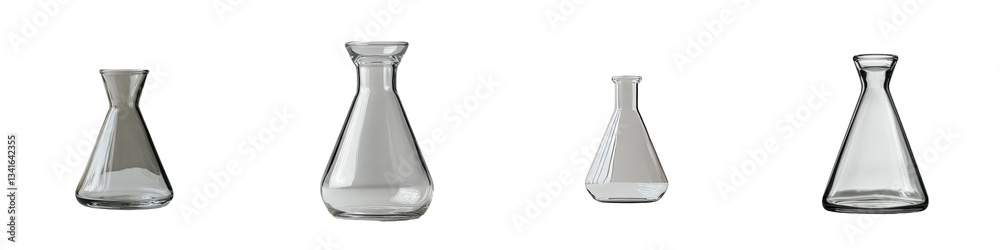 Aufkleber on a transparent background, an empty erlenmeyer chemical flask is prominently displayed, generated 
