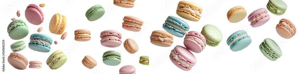Aufkleber On a transparent background, a solitary array of colorful macarons is depicted, courtesy of Generative Ai