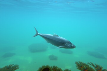 Obraz premium Graceful Fish Swimming in Crystal Clear Tropical Waters with Coral Reefs