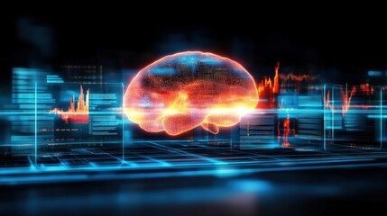 Innovative brain visualization technology digital realm 3d graphics futuristic environment close-up view neural insights