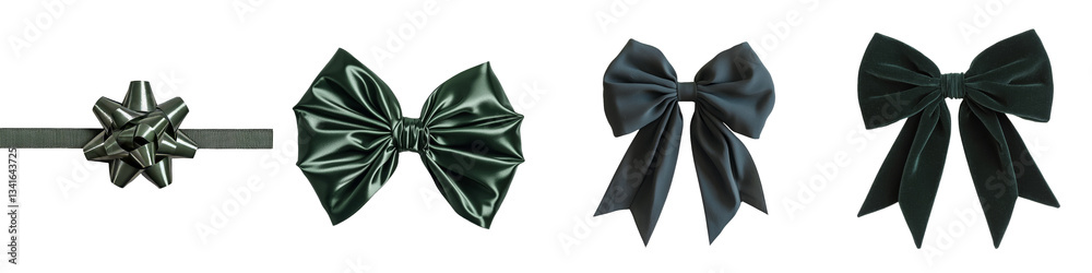 Poster On a transparent background, a green bow is shown in isolation, a creation of Generative Ai