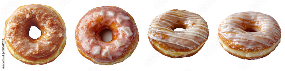 Poster a sweet glazed donut, generated using ai, is depicted isolated on a transparent background