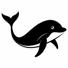 Obraz premium Black Whale Outline Illustration