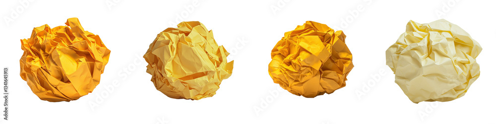 Poster on a transparent background, an image of crumpled yellow paper has been generated using ai