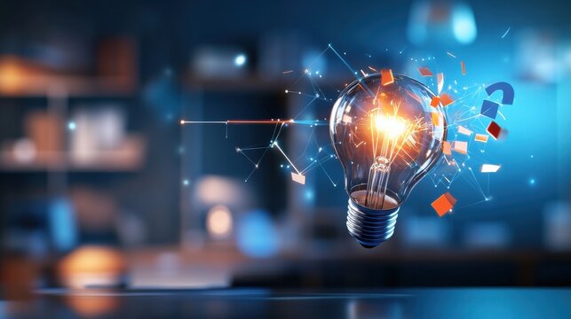 Illuminating innovation conceptual lightbulb burst in a modern office environment creative illustration futuristic perspective