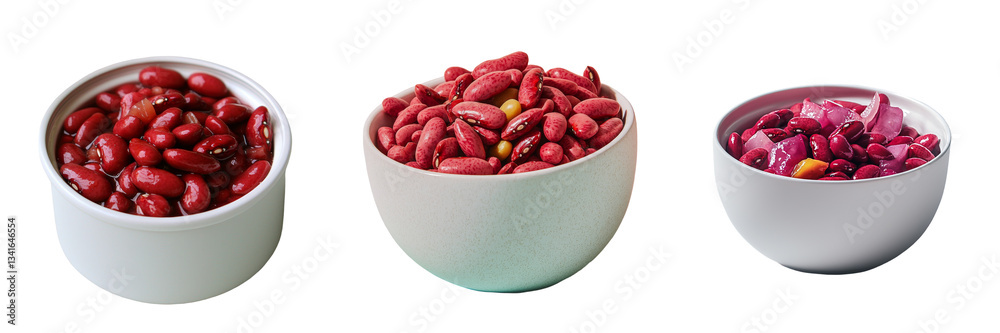 Poster red kidney beans in a bowl, isolated and set against a transparent background, is a generative ai cr