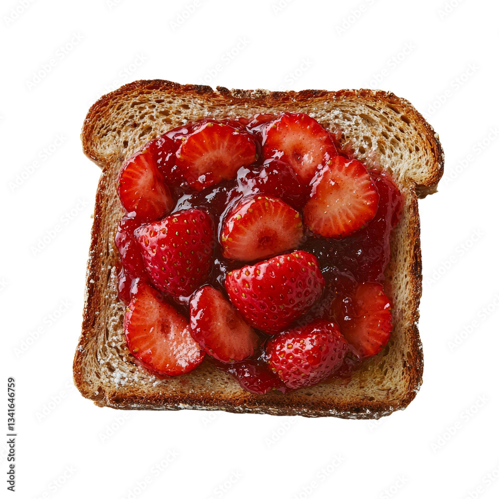 Poster Bread toast with strawberry jam on a transparent background created by Generative Ai
