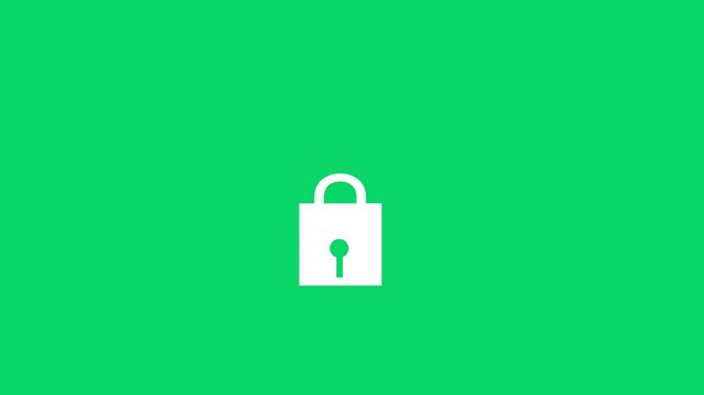 diffrent style of lock opening and closing animation icon on green background 