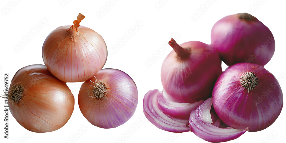 Poster Generative Ai is used to isolate whole onions on a transparent background