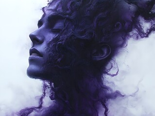 Fototapeta premium Dreamlike Aura: A young individual, immersed in a cloud of ethereal smoke, gazes into the distance with an expression of quiet contemplation. Evoking a sense of mystery and introspection.