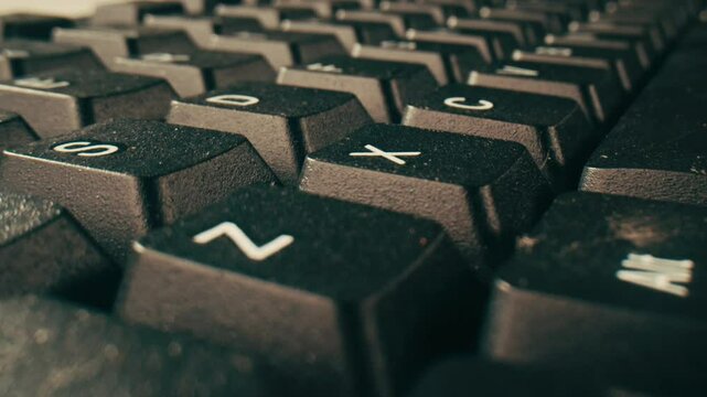 Old vintage keyboard retro pc close-up , Old computer studio close-up, Desktop vintage retro wave display, late 90s PC.