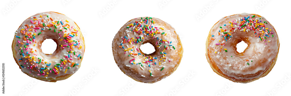 Poster Isolated on a transparent background is a doughnut that has been adorned with sprinkles