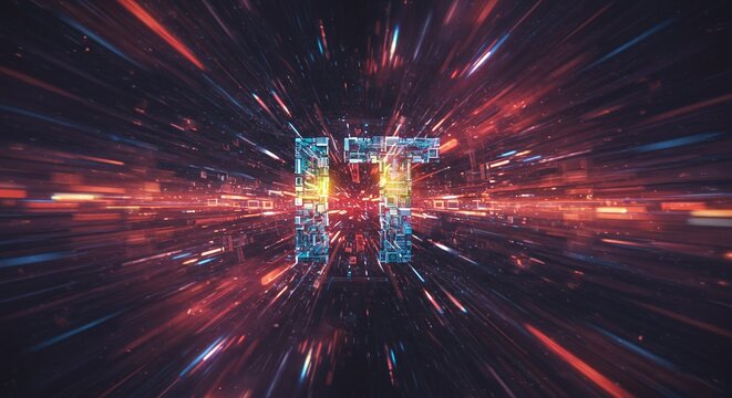 "IT" in Neon: A vibrant and dynamic graphic with the letters "IT" at the center, bursting with streaks of light that convey speed, technology, and digital innovation.