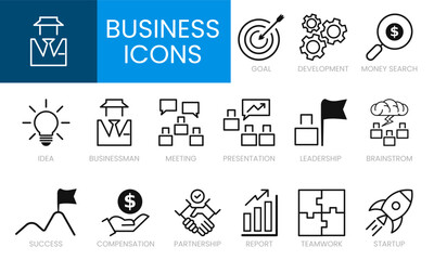 Collection of Business Icons for Various Concepts