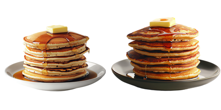 On a transparent background, a stack of pancakes is depicted in isolation, a result of generative AI
