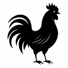 Bold Rooster Silhouette in Black Vector