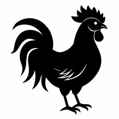 Bold Rooster Silhouette in Black Vector