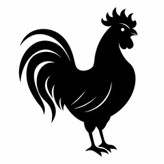 Bold Rooster Silhouette in Black Vector